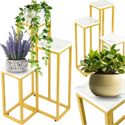 Produktbild von Blumenständer aus Metall für Topfpflanzen, mehrstöckig im Loft-Stil, 3 Ablagen