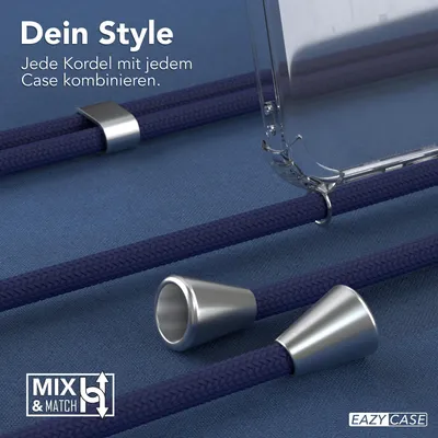 Produktbild von EAZY CASE Handykette kompatibel mit Xiaomi Mi 9 SE, Handyhülle mit Umhängeband, Handykordel, Schutzhülle Clear, Band in Blau