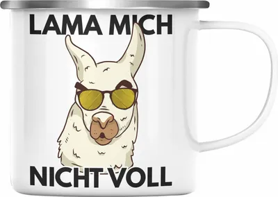 Produktbild von Trendation - Llama Mich Nicht Voll Emaille Tasse Alpaka Geschenk Lama-Liebhaber Geschenkidee Frauen (Silber)