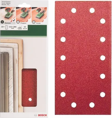 Produktbild von Bosch Schleifblatt Klett 10 x, 115 x 280 mm, K 60 für Schwingschleifer