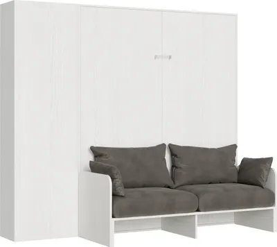 Produktbild von Doppelbett Sofà Kentaro Esche weiß mit Links-Rechts-Säule Klappbett