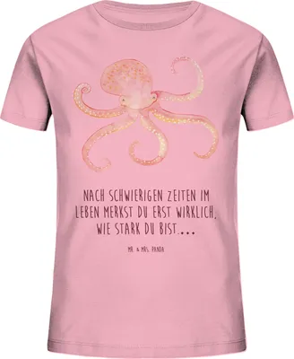 Produktbild von Mr. & Mrs. Panda Kleinkinder T-Shirt Tintenfisch 12-14 Jahre (152/164) - Baumwolle Pink - Geschenk, Meerestier, Meer, Ozean, Wasser, Krake, Mädchen, Kinder Shirt, Jungen