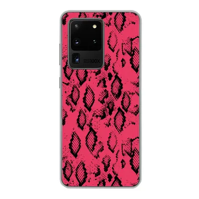 Produktbild von MuchoWow® Handyhülle Schutzhülle Hülle für Samsung Galaxy S20 Ultra Tiermuster - Schlangenhaut - Rosa Silikon Softcase Handy Hülle - Karteninhaber