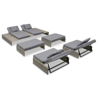 Immagine prodotto di vidaXL set da giardino 5 pezzi con cuscini in rattan grigio