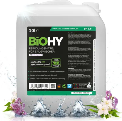 Produktbild von BiOHY Reinigungsmittel für Saugwischer mit Frühlingsduft, Reiniger für Nass- und Trockensauger, Bodenwischpflege,  Reiniger – 1 x 10 Liter Kanister