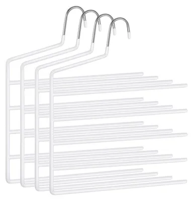 Immagine prodotto di Set di 4 grucce per pantaloni, con 5 elementi, rivestite in PVC, in metallo, dimensioni 32 x 0,5 x 35 cm