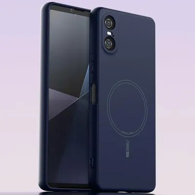 Produktbild von Magnetische Handyhülle für Sony Xperia 10 VI, MagSafe kompatible, Flüssig Silikon Stoßfest Kratzfest Hülle Dunkelblau