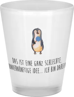 Produktbild von Mr. & Mrs. Panda Shotglas Pinguin Lolli - Transparent - Geschenk, Süßigkeiten, Schnapsglas, Unvernünftig, Ganove, Spruch, Schnapsbecher, Likörglas, Stamperl, Gläschen