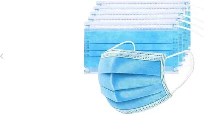 Produktbild von weg-ist-weg Schutzmaske 3-lagiger Mundschutz mit Gummizug 50er Pack Einweg-Gesichtsmasken aus Vliesstoff
