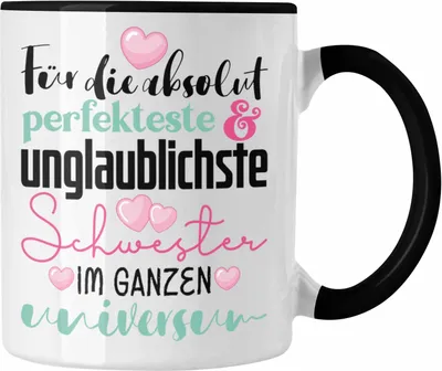 Produktbild von Trendation - Beste Schwester Geschenk Tasse Spruch zum Geburtstag Weihnachten Geschenkidee von Bruder für Schwester (Schwarz)