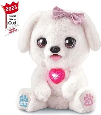 Image de Peluche Interactive Chien Vtech KissKiss, Mon Toutou Bisous, Blanc, 3 ans et plus