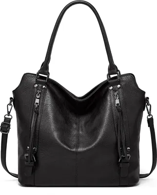 Produktbild von OKWISH Handtasche Damen, Schultertasche, Groß Shopper, Synthetisches-Lederhandtasche, Handtaschen Umhängetasche, Taschen Retoo, Schwarz