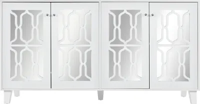 Immagine prodotto di Fortuna Lai Credenza a specchio con 4 ante, divisori estraibili, credenza per cucina, sala da pranzo, bianco