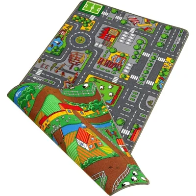 Immagine prodotto di Meubinex Wende-Spielteppich, Spiel Teppich, Straßenteppich, Kinderteppich, Auto, 100 x 190 cm, 49820010