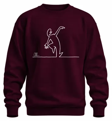 Immagine prodotto di Felpa con cappuccio, modello "Linea Osvaldo Cavandoli Balum Strichmännchen", colore bordeaux, taglia S