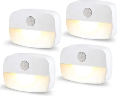 Produktbild von 4-teiliger Satz des Bewegungssensors Nachtlicht Stecker, intelligentes menschliches Körper Sensorlicht, passend für Schlafzimmer, Korridore, Küchen