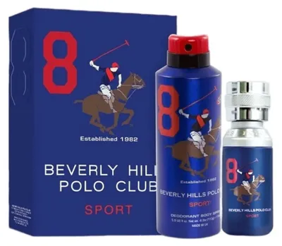 Immagine prodotto di Set regalo Beverly Hills Polo Club: 1982 - Sport 8, EdT, da uomo, 100 ml + 1982 - Sport 8, antitraspirante, deodorante spray, da uomo, 175 ml