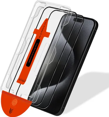 Zdjęcie produktu dla 2-Pack iPhone 15 Pro Max Ochrona Ekranu - Hartowane Szkło | [Automatyczna Instalacja] - Bez Pęcherzyków