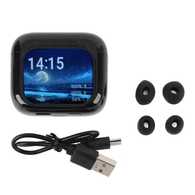 Obrázok produktu pre Jazykový prekladač Slúchadlá - Bluetooth 5.4, ANC potlačenie hluku, 140 jazykov, dotykový displej Nabíjacie puzdro, IPX5, pre hudbu a hovory, čierne