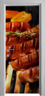 Produktbild von Tür Selbstklebende 80x210 cm Türfolie Türtapete Klebefolie - Gegrillte Wurst