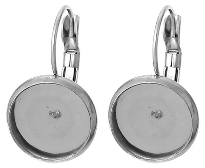 Produktbild von 1 Paar Edelstahl Ohrhaken m. Fassung für 12mm Cabochons
