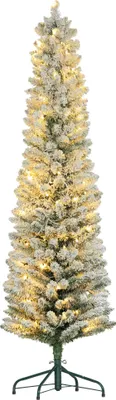 Produktbild von HOMCOM Künstlicher Weihnachtsbaum, 180 cm Christbaum mit 150 LED-Lichten 329 Astspitzen flammhemmend, für Weihnachtsfest, Indoor, Grün+Weiß