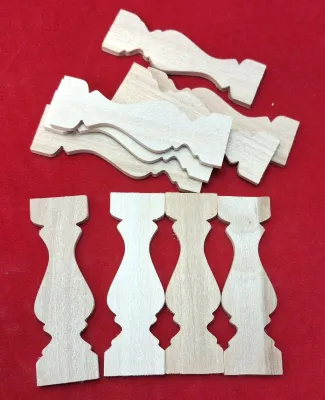 Produktbild von 10 St. Geländerbretter aus Holz für Krippe, Puppenhaus, naturbelassen. 7 cm hoch