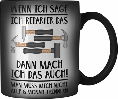 Produktbild von Trendation - Handwerker Farbwechsel Zauber-Tasse mit Spruch Geschenke für Handwerk Kaffeebecher KFZ Mechaniker Mechatroniker (Schwarz)