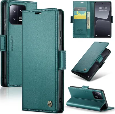 Immagine prodotto di Xiaomi 13 Case, Custodia in pelle portafoglio carta Cover protettiva con funzione stand per Xiaomi 13 verde
