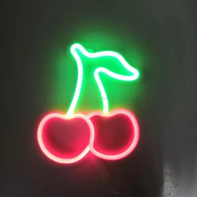 Immagine prodotto di Luce LED NEON, luce decorativa a batteria USB, rosso ciliegia verde, circa 30 x 17,5 cm