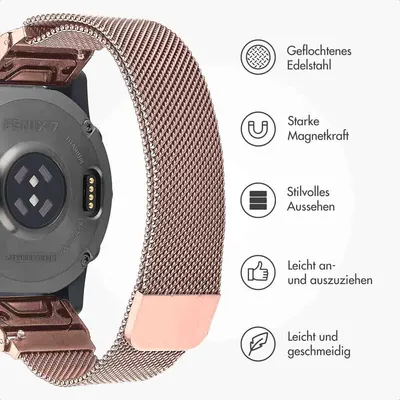 Produktbild von imoshion QuickFit® Milanese Armband - Garmin 20 mm Anschluss - Größe L/XL - Rose Gold