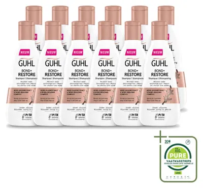 Produktbild von 12 x Guhl Bond+ Restore Shampoo für geschädigtes Haar - 250 ml - Großpackung - 12 Stücke