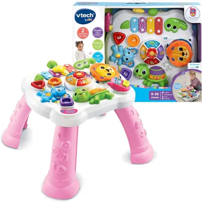 Productafbeelding van Babytafel - Roze - Ontwikkelingstafel voor baby's - Meerdere spellen - Uitneembaar interactief paneel - Muzikale en evolutionaire activiteit
