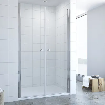 Produktbild von Aquabatos Nische Duschtür pendeltür  Duschabtrennung 6mm ESG Sicherheitsglas Nanobeschichtung  Innen-und Außen öffnung Magnetverschluss 120x197cm