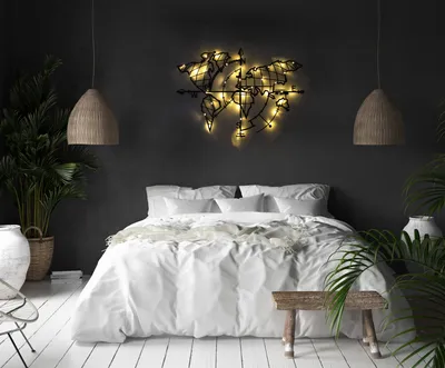 Obrázek produktu pro Wallity, World- BSG1137, Černá, Ostatní bytové dekorace, 65 x 95 cm, 100% kov (tloušťka: 2 mm)
