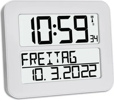 Produktbild von Digitale Funkwanduhr mit Datumsanzeige und Wochentag TIMELINE MAX 60.4512.02 TFA Dostmann