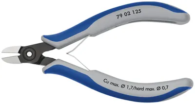 Produktbild von Knipex 79 02 125, Diagonale Zange, Chrom-Vanadium-Stahl, Kunststoff, Blau, Grau, 125 mm, 59 g