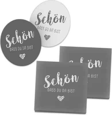Produktbild von itenga 40x Serviette Schön dass du da bist mit 40x Bierdeckel taubengrau grau