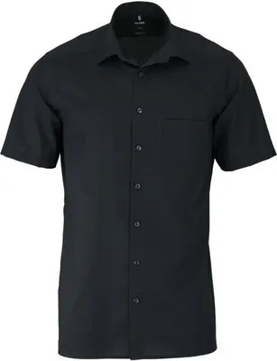 Produktbild von Olymp Modern Fit Hemd Halbarm Uni Popeline Schwarz 0300/12/68, Größe: 47