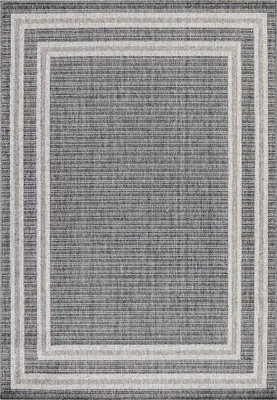 Obrázok produktu pre Vonkajší koberec, odolný voči poveternostným vplyvom, obdĺžnikový, 240x340 cm, sivý, vhodný na kempovanie, do záhrady alebo do interiéru, s okrajovým vzorom