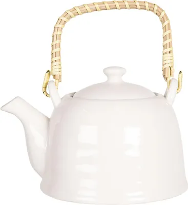 Produktbild von Clayre & Eef Teekanne mit Filter 600 ml Weiß Porzellan