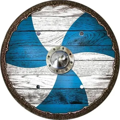 Produktbild von Wikingerschild Seemann Rundschild, blau, 40 cm Durchmesser, mit 2 Ledergriffen