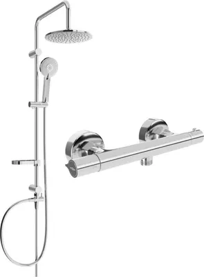 Image de Mexen Carl ensemble de douche apparent avec douche de tête et robinet thermostatique Slim, chromé - 77105240-00