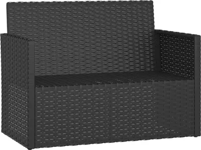Produktbild von "im Sonderangebot"Gartenbank - CLORIS - Terassenbänke/Parkbank bis 240 Kg, mit Kissen Schwarz 105 cm Poly Rattan - 105x56x75 cm DEMöbel 9514036