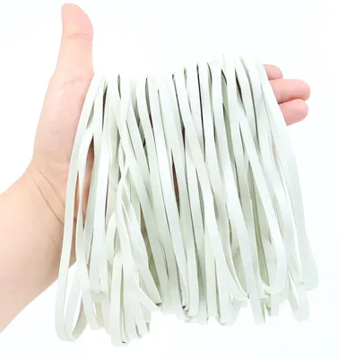 50 große Gummibänder, 200 x 5 mm, weiß, stabil