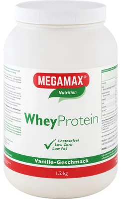 Produktbild von MEGAMAX Nutrition Whey Protein Pulver Vanille-Geschmack, 1200 g Pulver