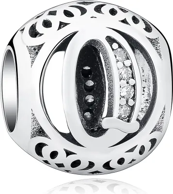 Produktbild von PANDACHARMS Kugel Buchstabe Q Charm , 925er Sterling Silber, passt zu Pandora