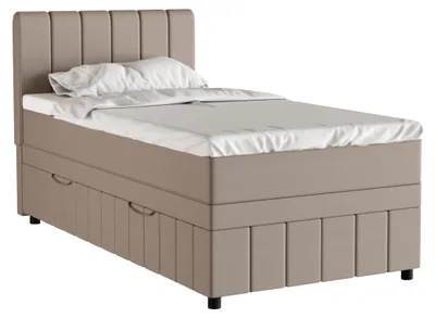 Produktbild von Boxspringbett Einzelbett 100x200, Dunkelbeige, AVALON, mit Bettkästen, mit Matratze, mit Topper, Panda Möbel