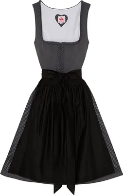 Produktbild von Element 2-teiliges Midi-Dirndl Kleid Dirndl Trachtenkleid Rocklänge 60cm, Farbe:Grau, Größe:44/2XL