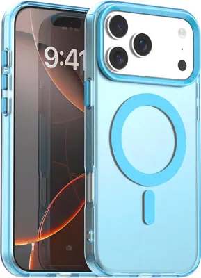 Immagine prodotto di Custodia per iPhone 17 Pro Max, compatibile con MagSafe, sottile custodia semi-trasparente opaca antiurto Blu